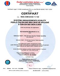 ČSN EN ISO 9001:2016 + ČSN EN ISO 3834-2:2022